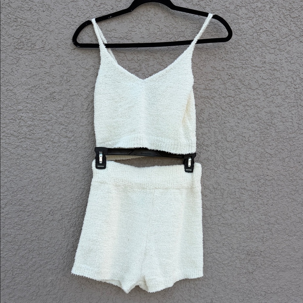 SHEIN Cream High Waist Shorts Set
